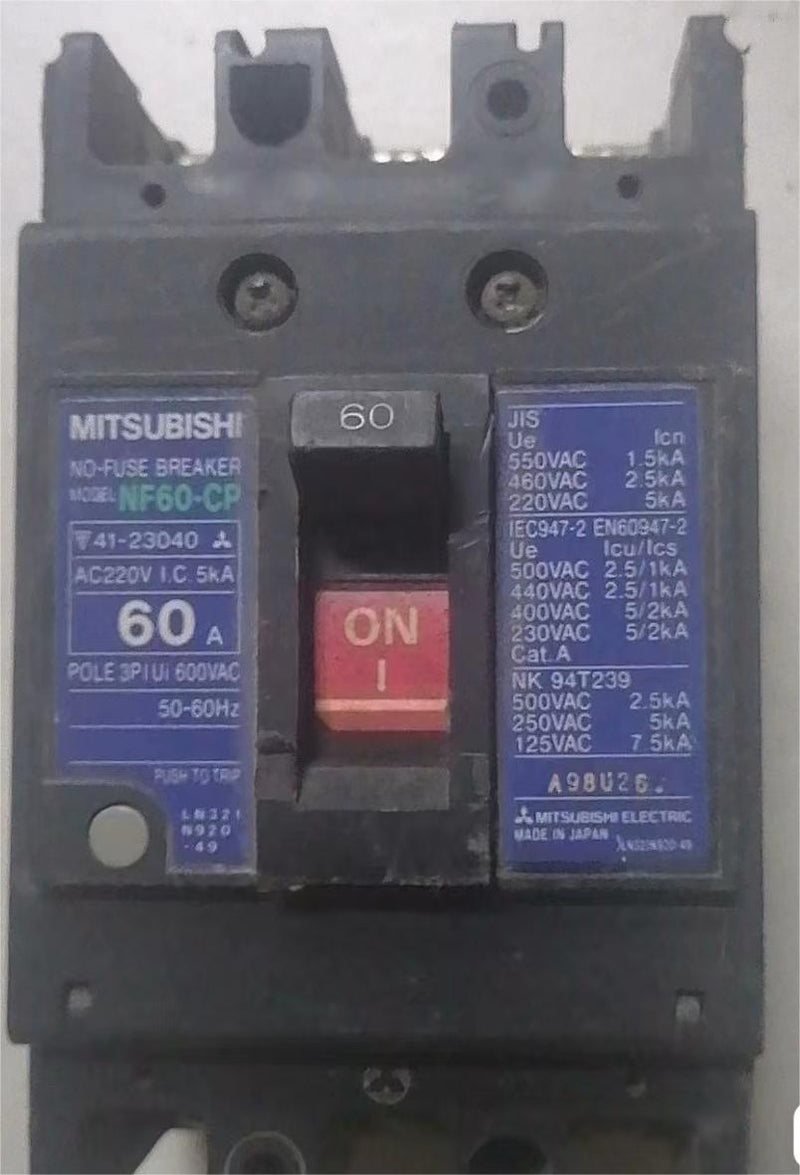 USED MITSUBISHI NO FUSE BREAKER NF60-CP.60A. WORKING